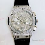 Copy Hublot Classic Fusion Chronograph King Pave Diamond watch Stainless steel 42mm